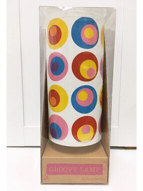 New Groovy Hippy Psychedelic Table Lamp! White With Cool Colorful Design